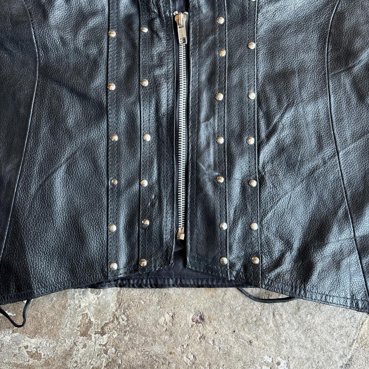 Black Leather Zip Up Vest Cropped Jacket