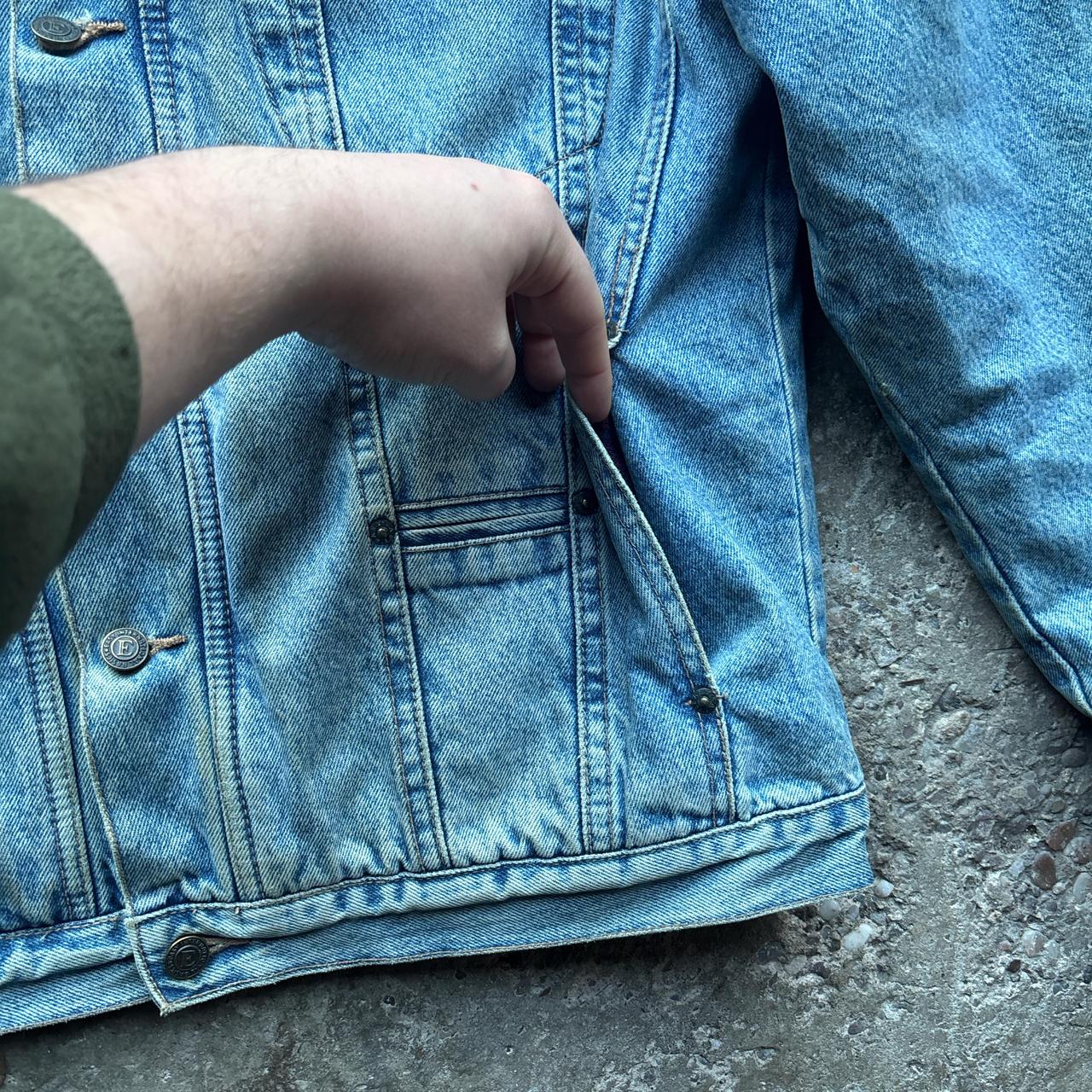 90s Easy Blue Denim Trucker jacket with flannel