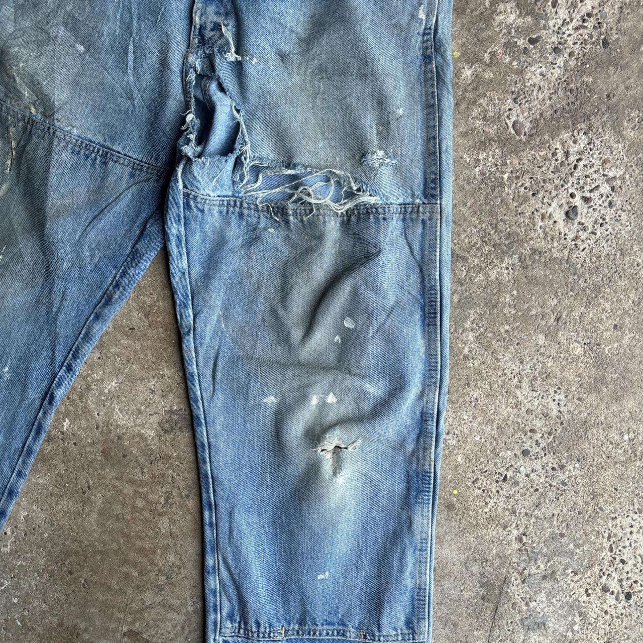 Blue Denim Heavily Distressed Dickies Jeans