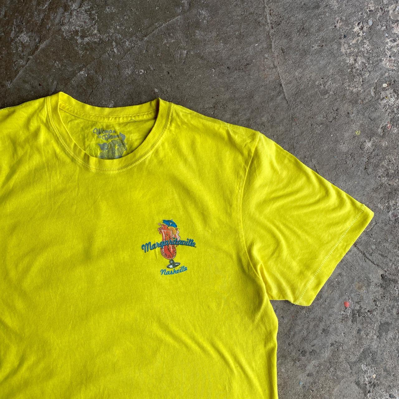 Bright Yellow Graphic Single Stitch Bar T-Shirt
