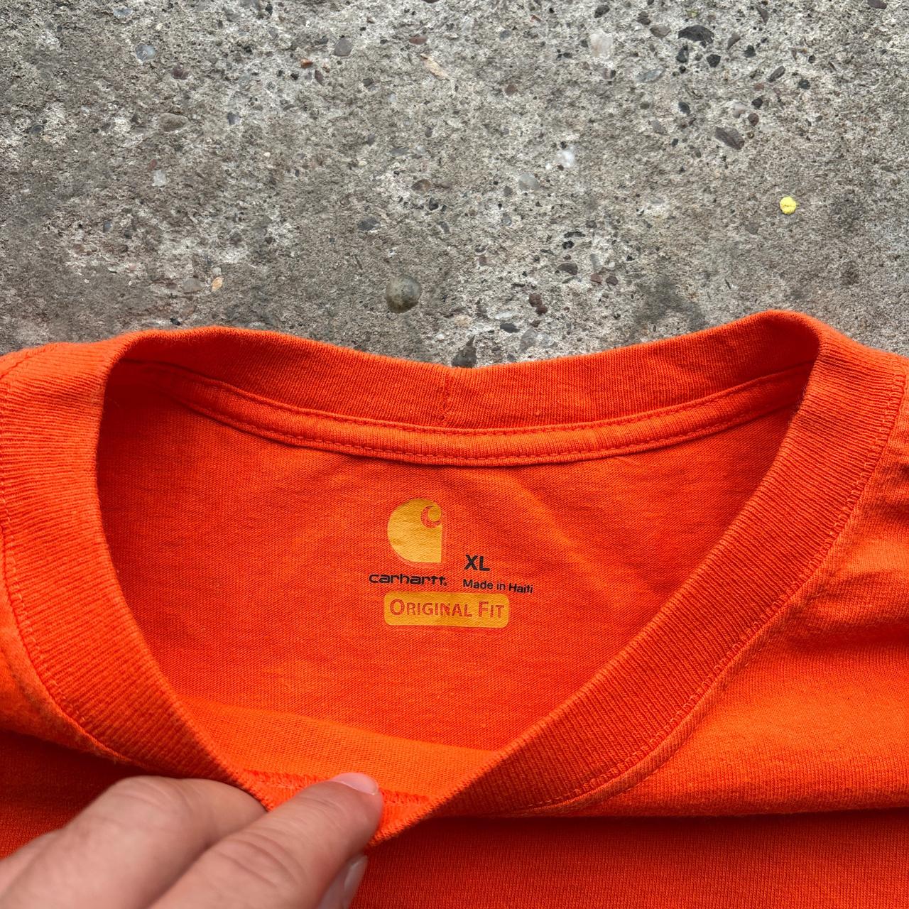 Orange Carhartt t-shirt with camo spell out logo - XL