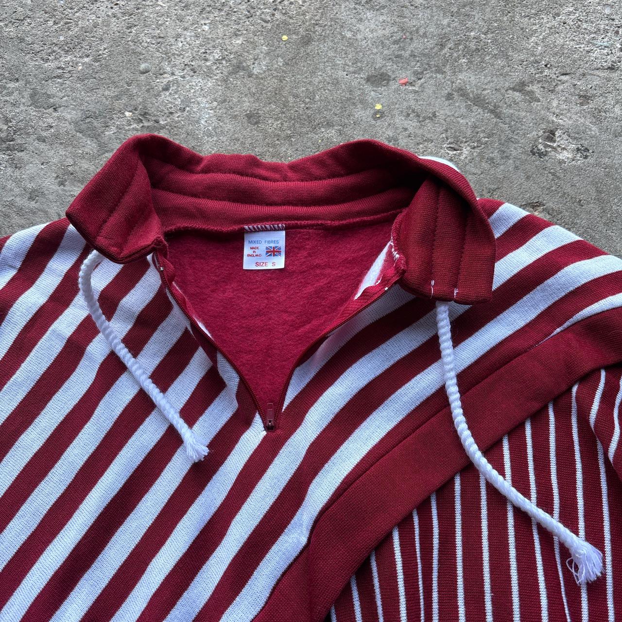80s Burgundy and white quarter zip sweatshirt