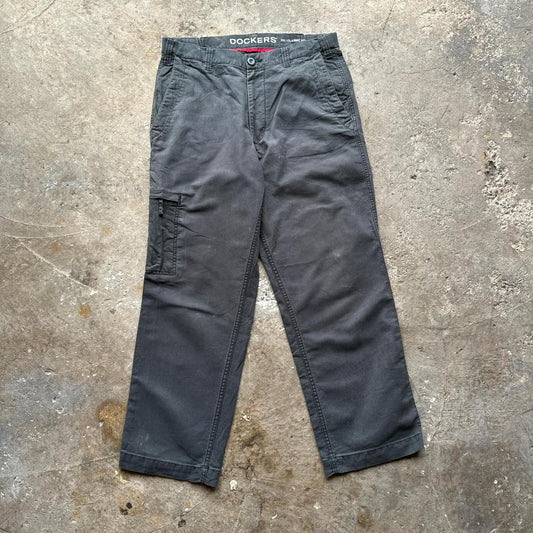 Washed black workwear trousers