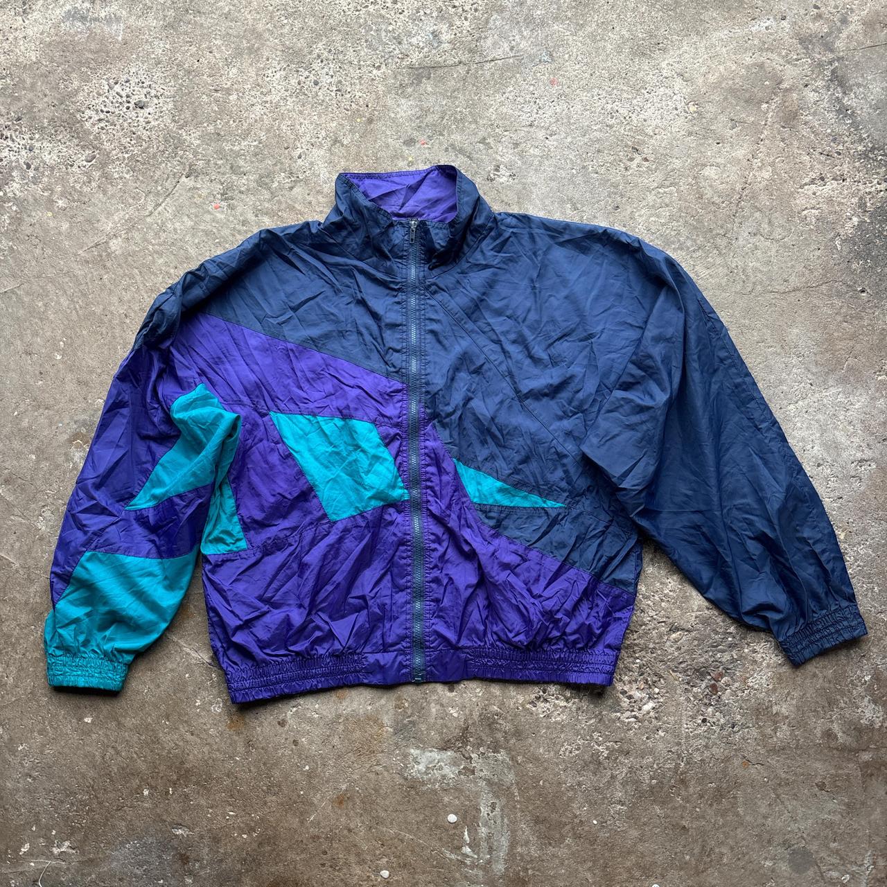 90s Navy, green and purple track jacket