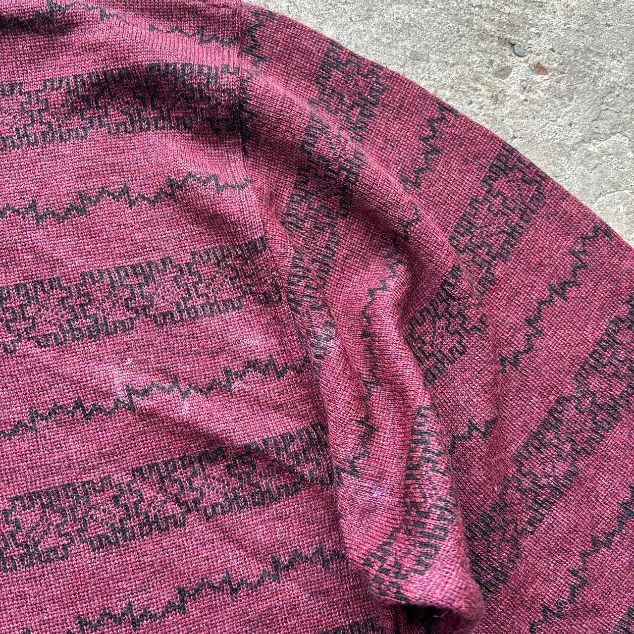 Vintage Burgundy and black patterned knitted jumper
