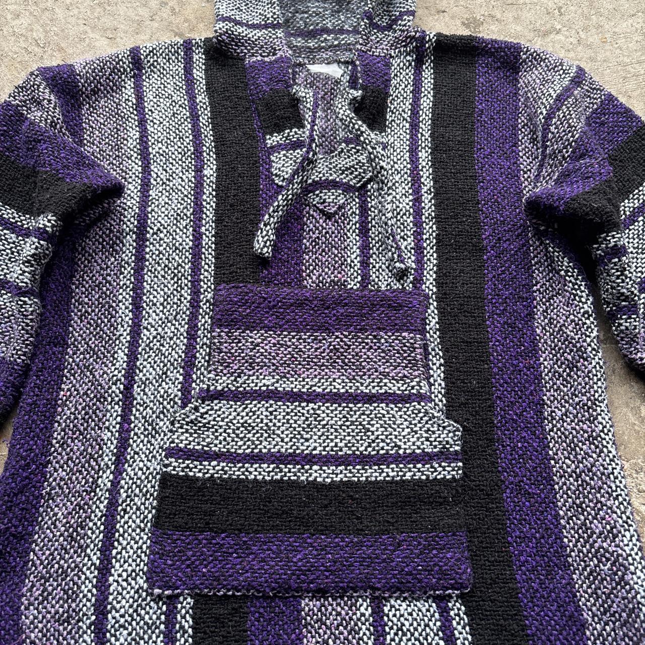 Vintage purple, white and black baja smock