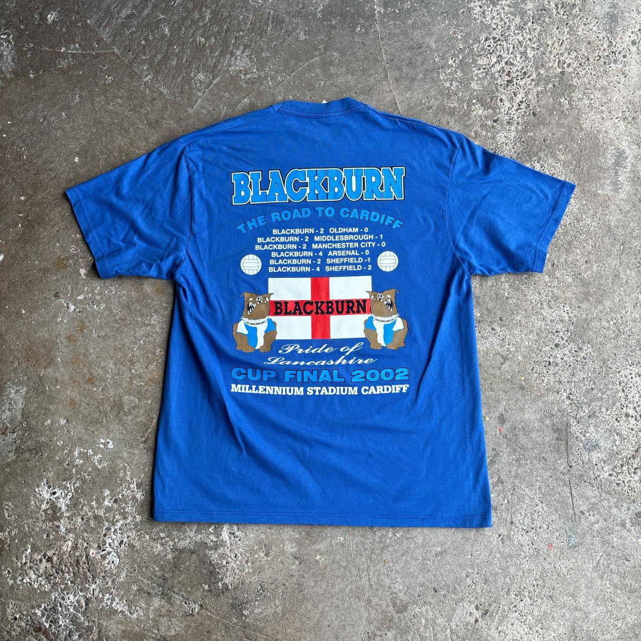 Blue Blackburn Rovers 2002 Cup Final T-Shirt
