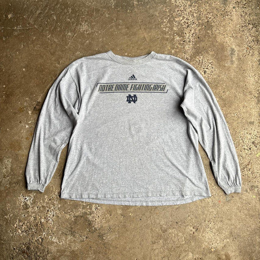 Grey Adidas Notre Dame Long-Sleeve T-Shirt