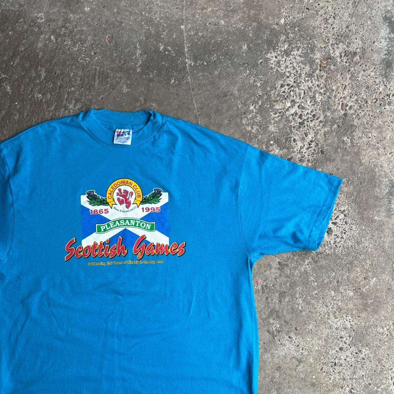 Vintage Blue Single Stitch Graphic ‘Scottish Games’ T-Shirt