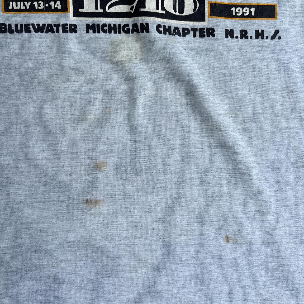 Vintage Grey Single Stitch Train Graphic T-Shirt - Large