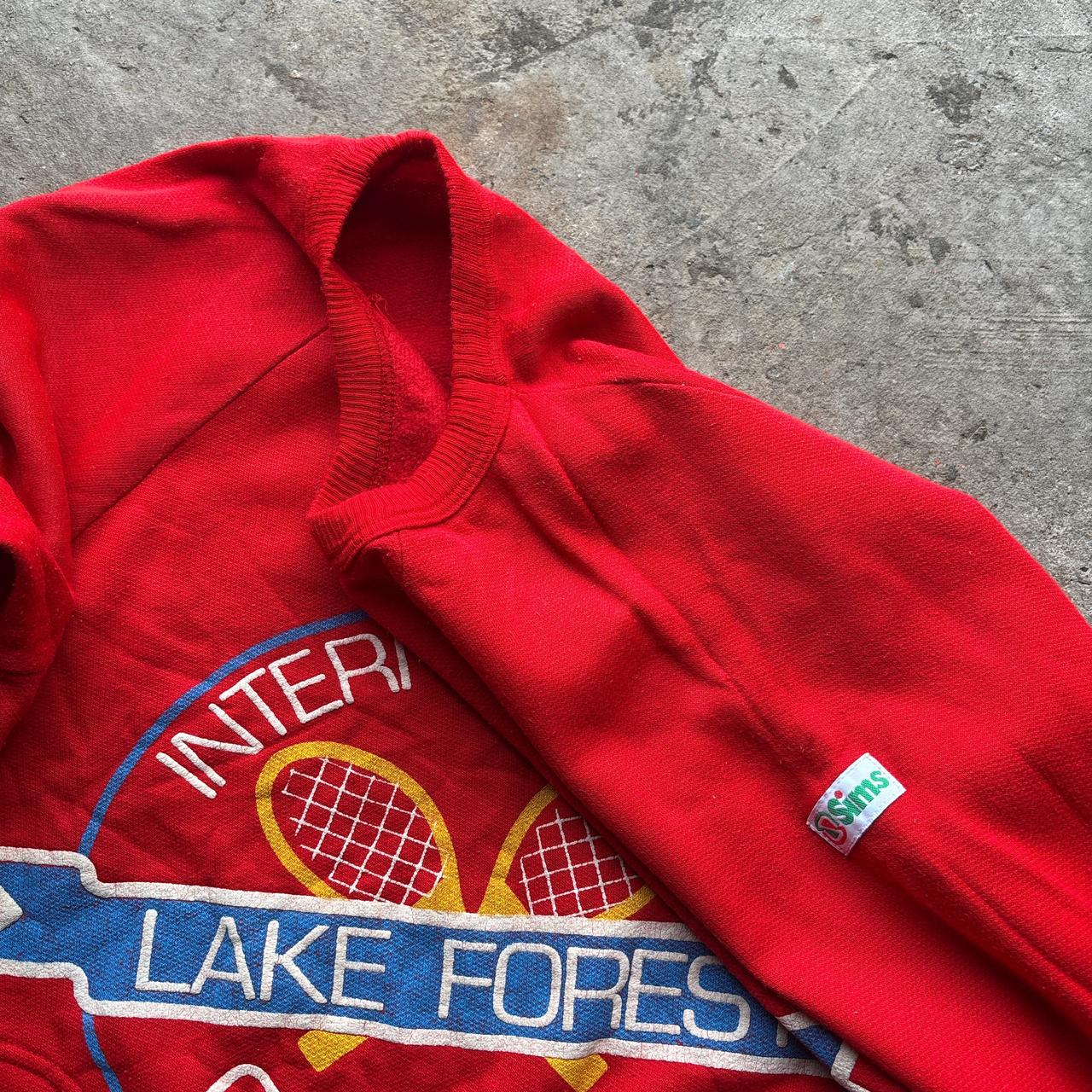 90s red sweatshirt with tennis print