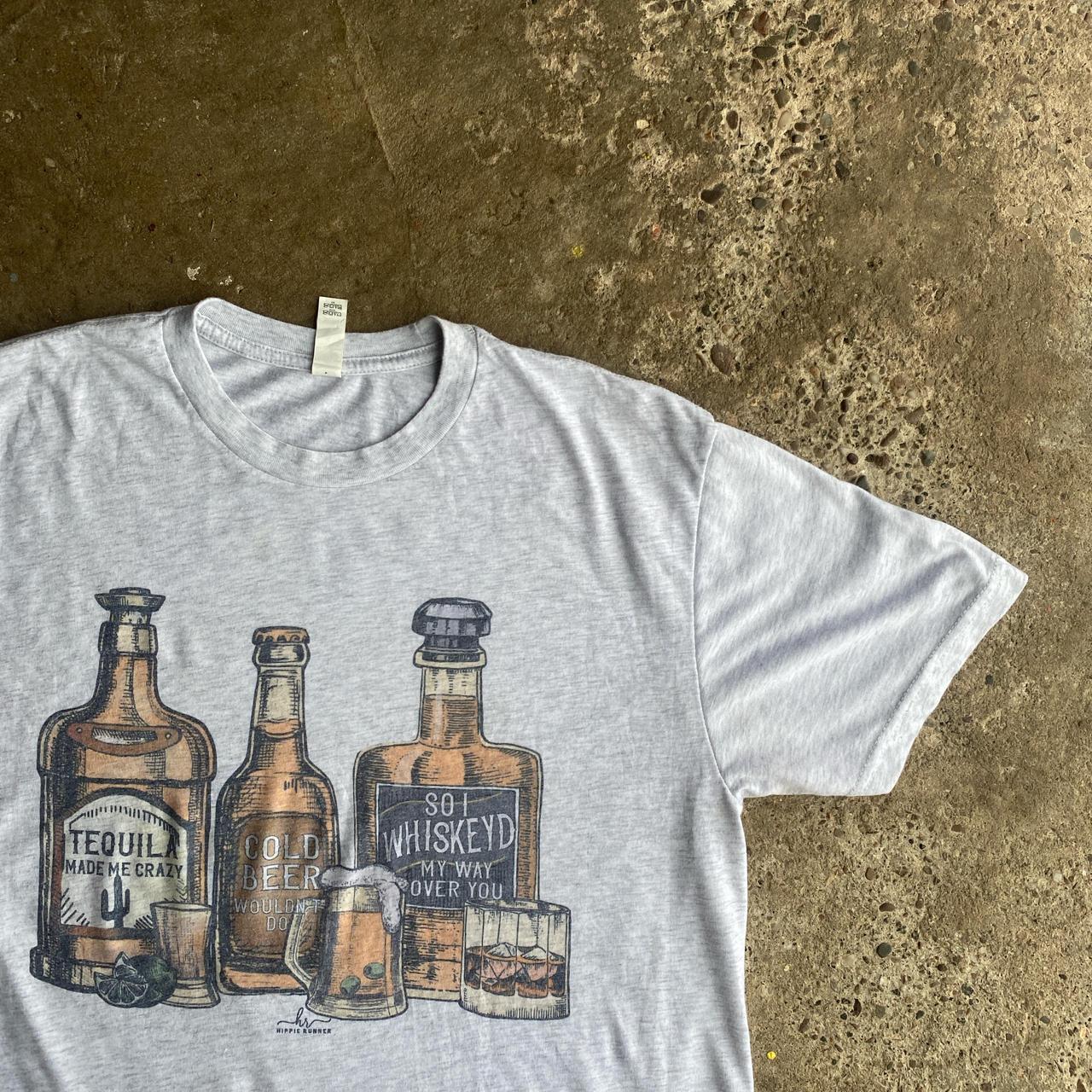 Grey Graphic Whiskey T-Shirt - M