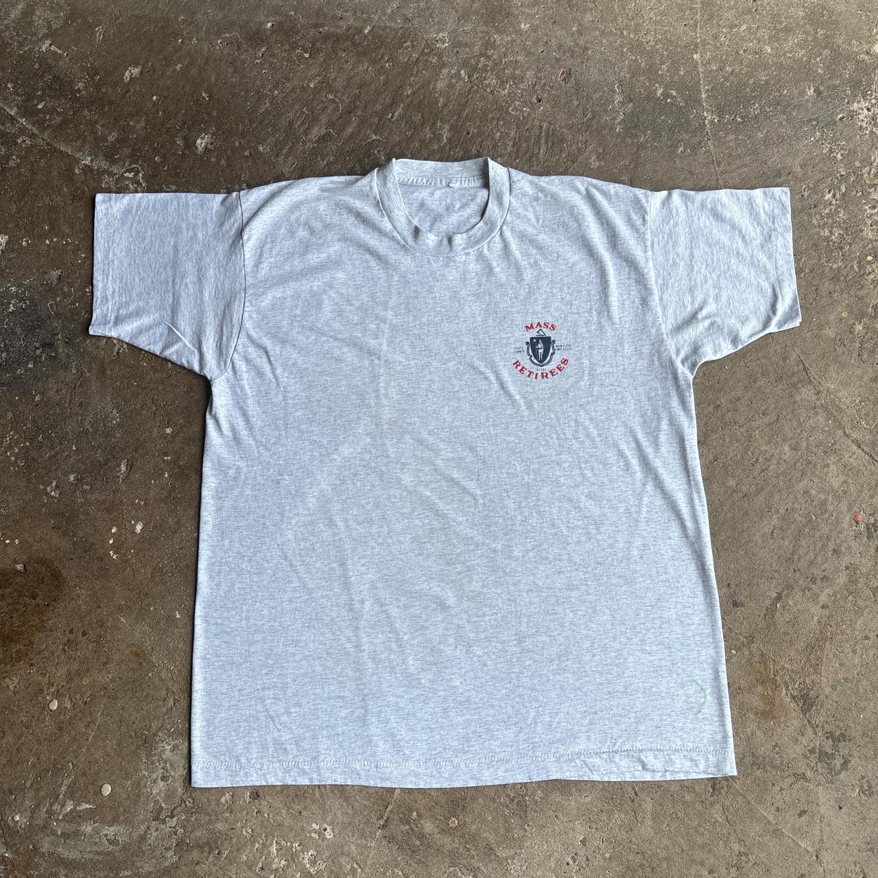 90s Grey ‘Mass Retirees’ single stitch tee - L