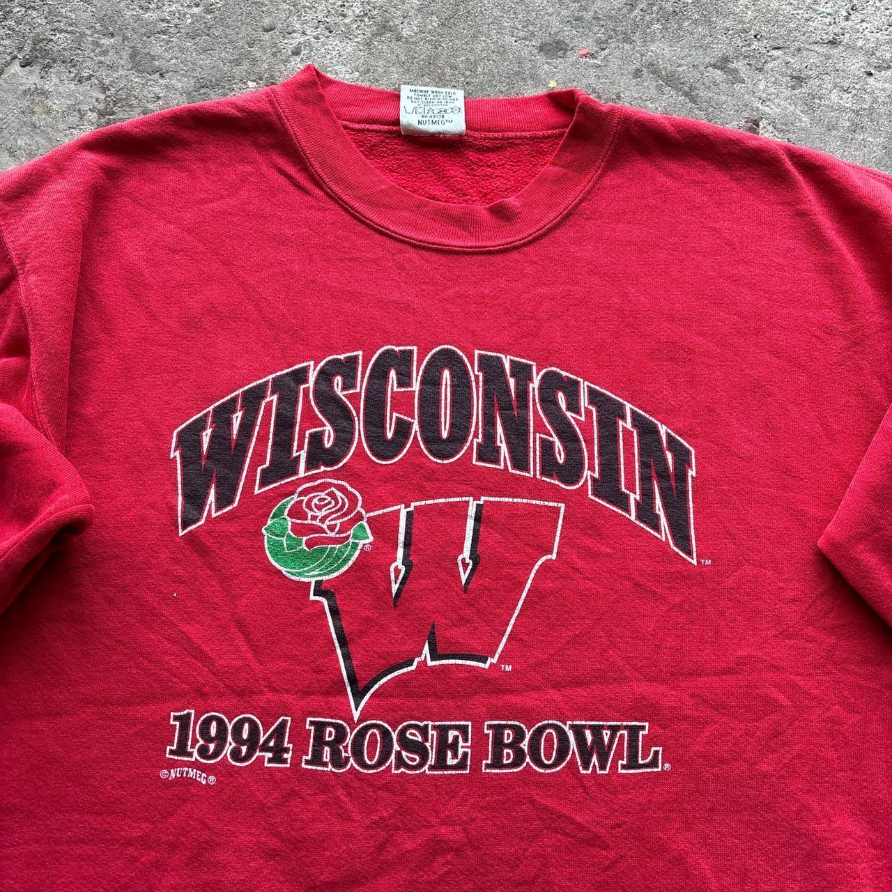 Red Nutmeg sweatshirt with ‘Wisconsin 1994 Rose Bowl’ print