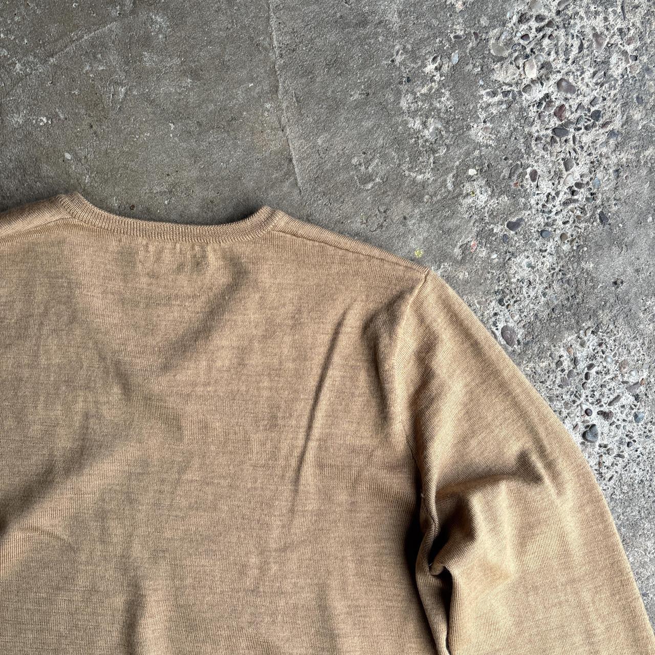 Tan Polo Golf V-Neck Jumper - M