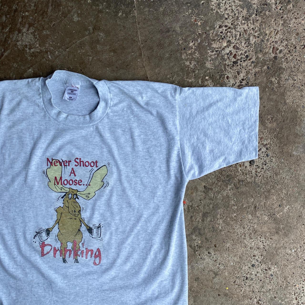 Grey Single Stitch Graphic Beer T-Shirt - XL