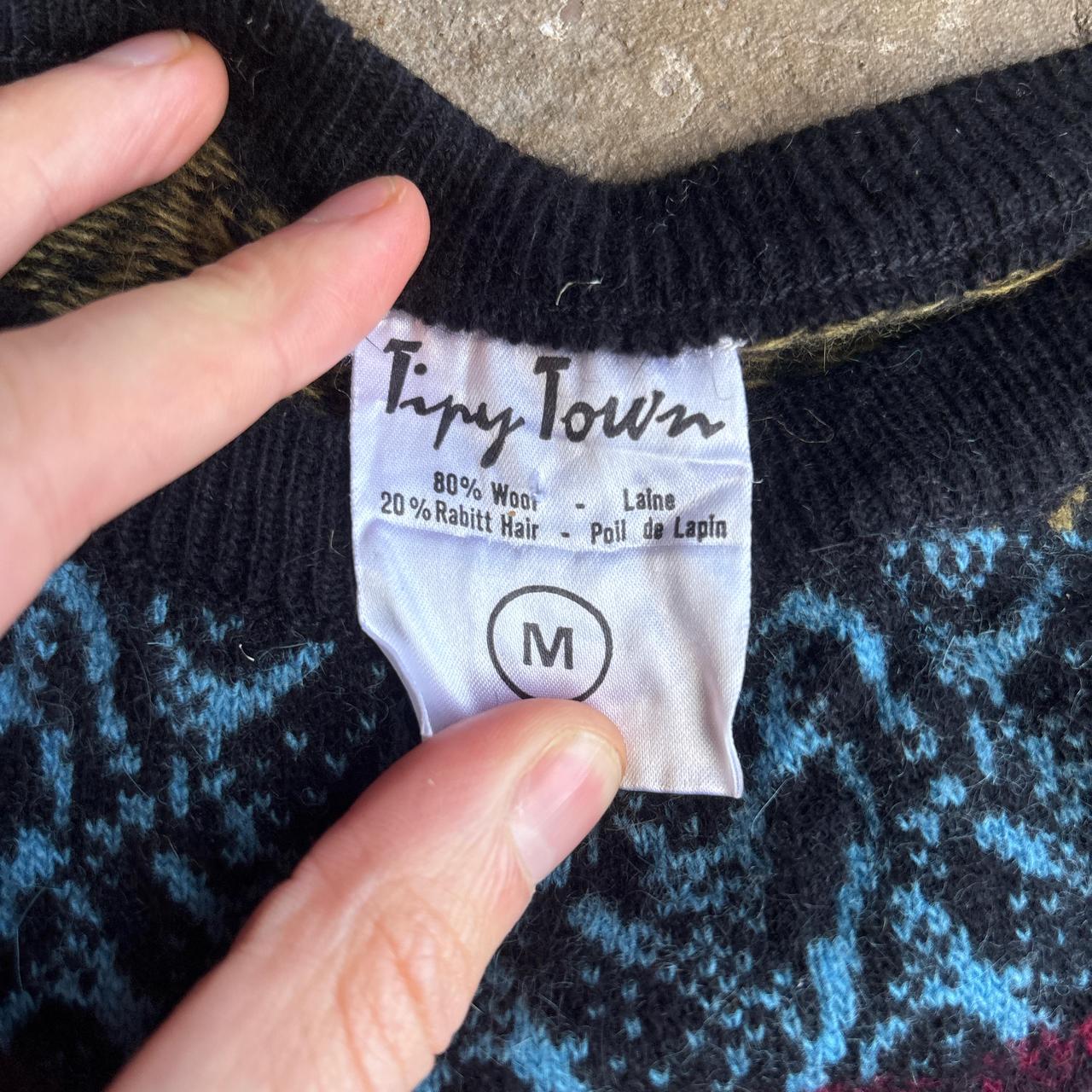 Retro Black/Multi-Coloured Knitted Jumper - M