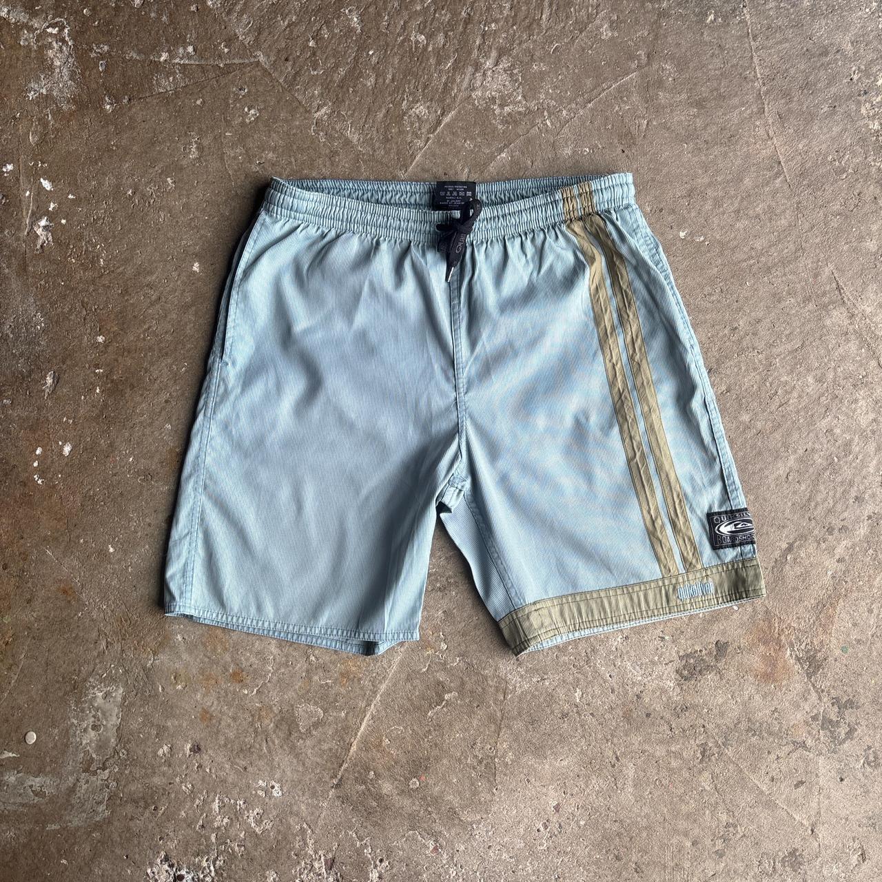 Light Blue Textured Quiksilver Swim Shorts - M
