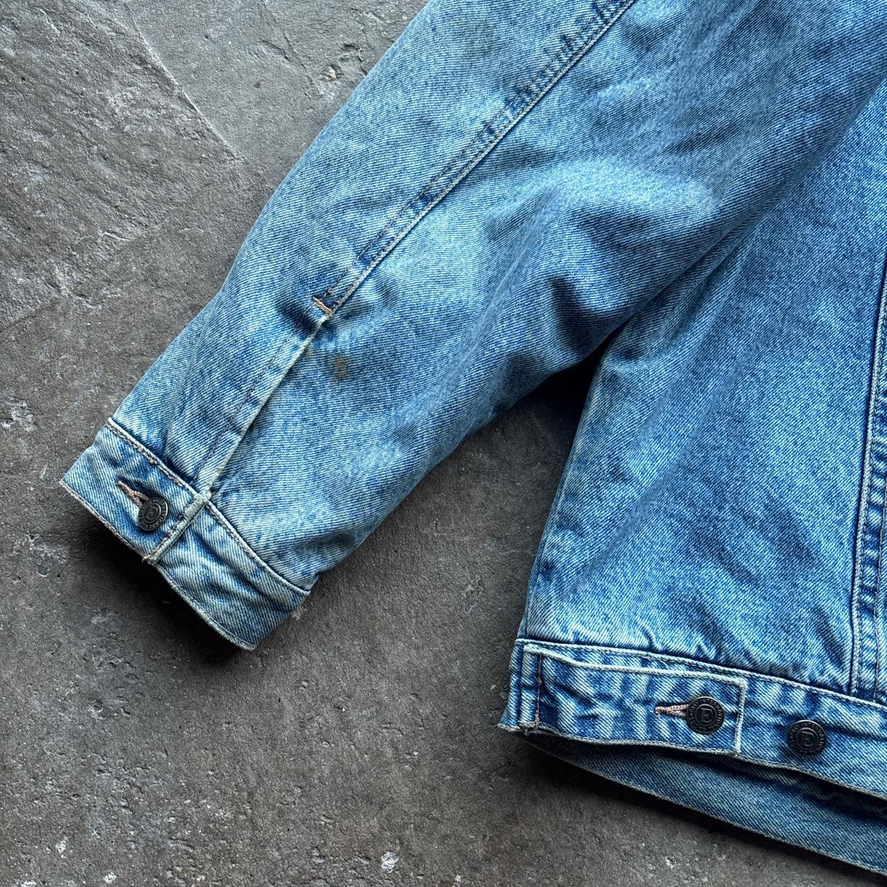 90s Easy Blue Denim Trucker jacket with flannel