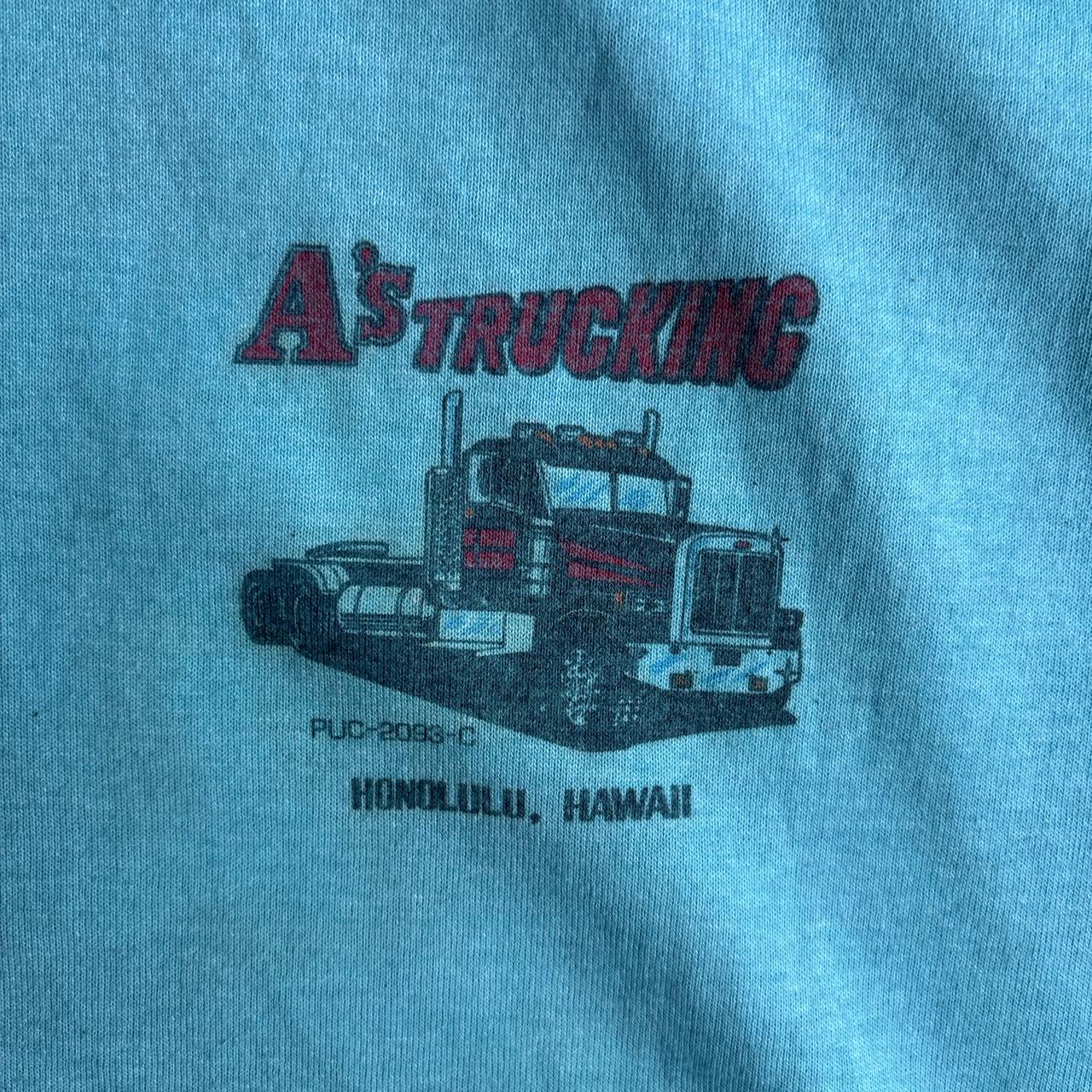 Blue Single Stitch Graphic Truck T-Shirt - L