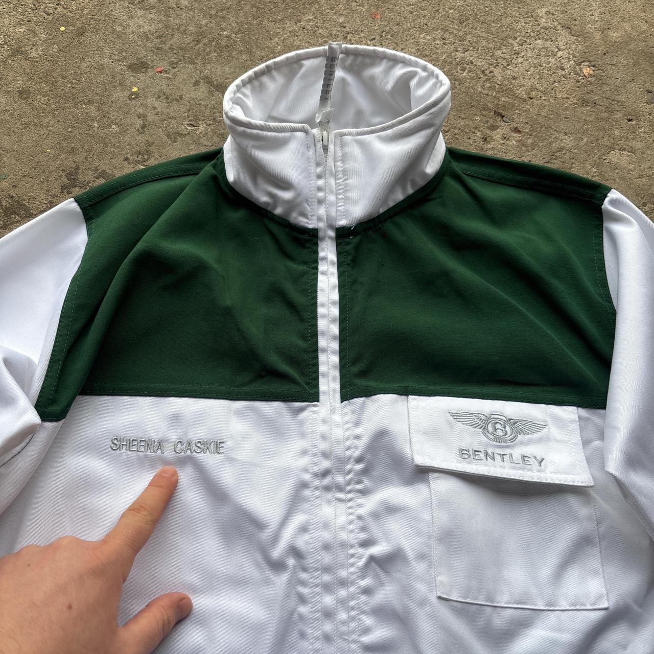 Green and white vintage Bentley worker jacket