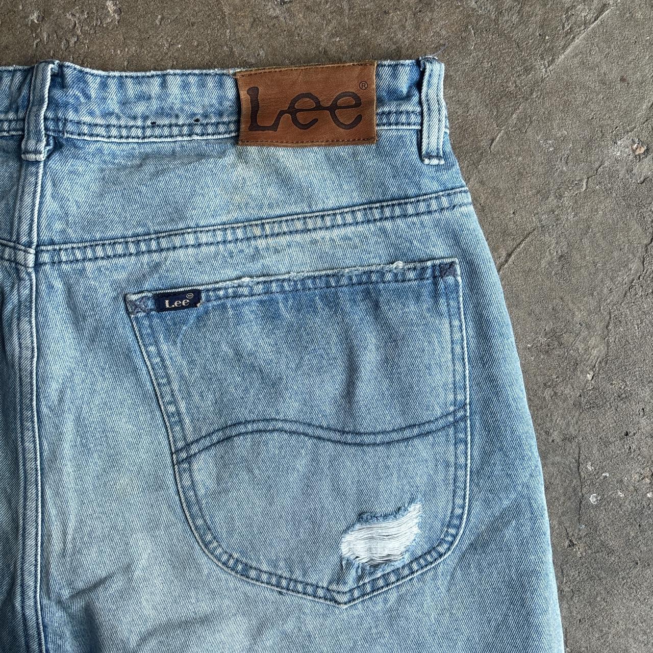Blue Denim Lee Ripped Jean Shorts