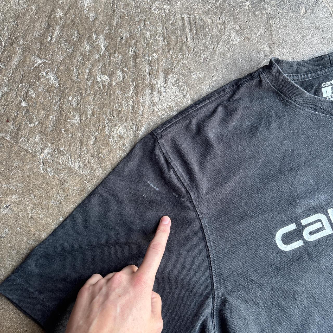 Distressed Black Carhartt T-Shirt - XL