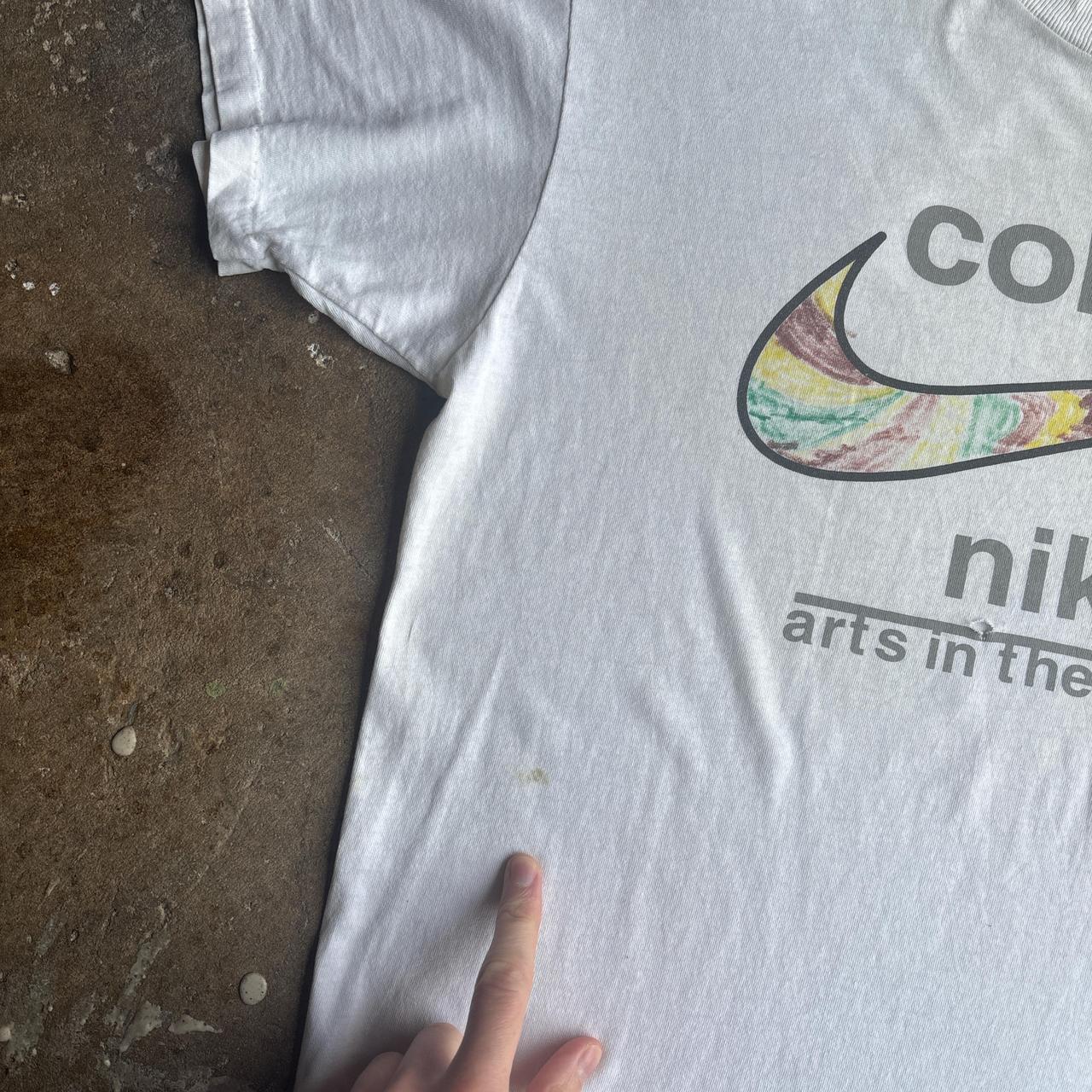 Vintage ā96 White Nike Single Stitch Pen Design T-Shirt - XL