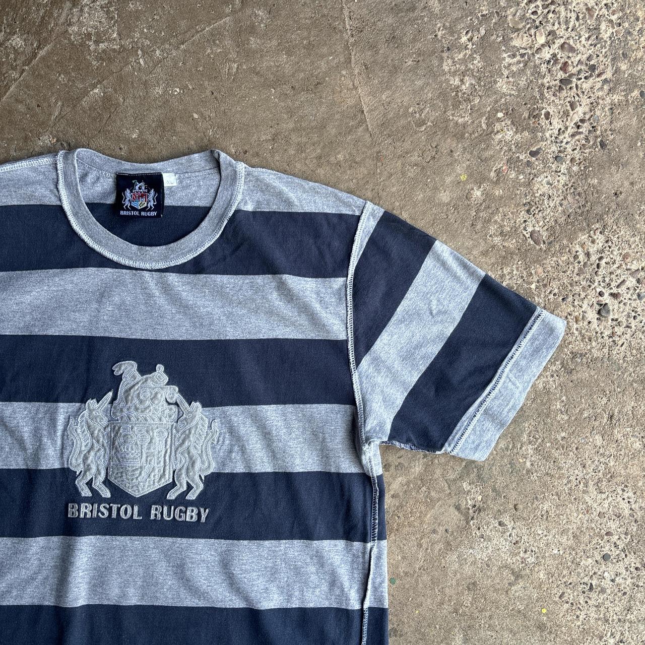 Navy & Grey Striped Bristol Rugby T-Shirt