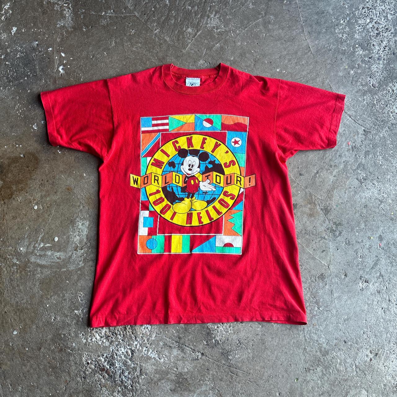 Red Mickey Mouse World Tour Vintage Single Stitch T-Shirt