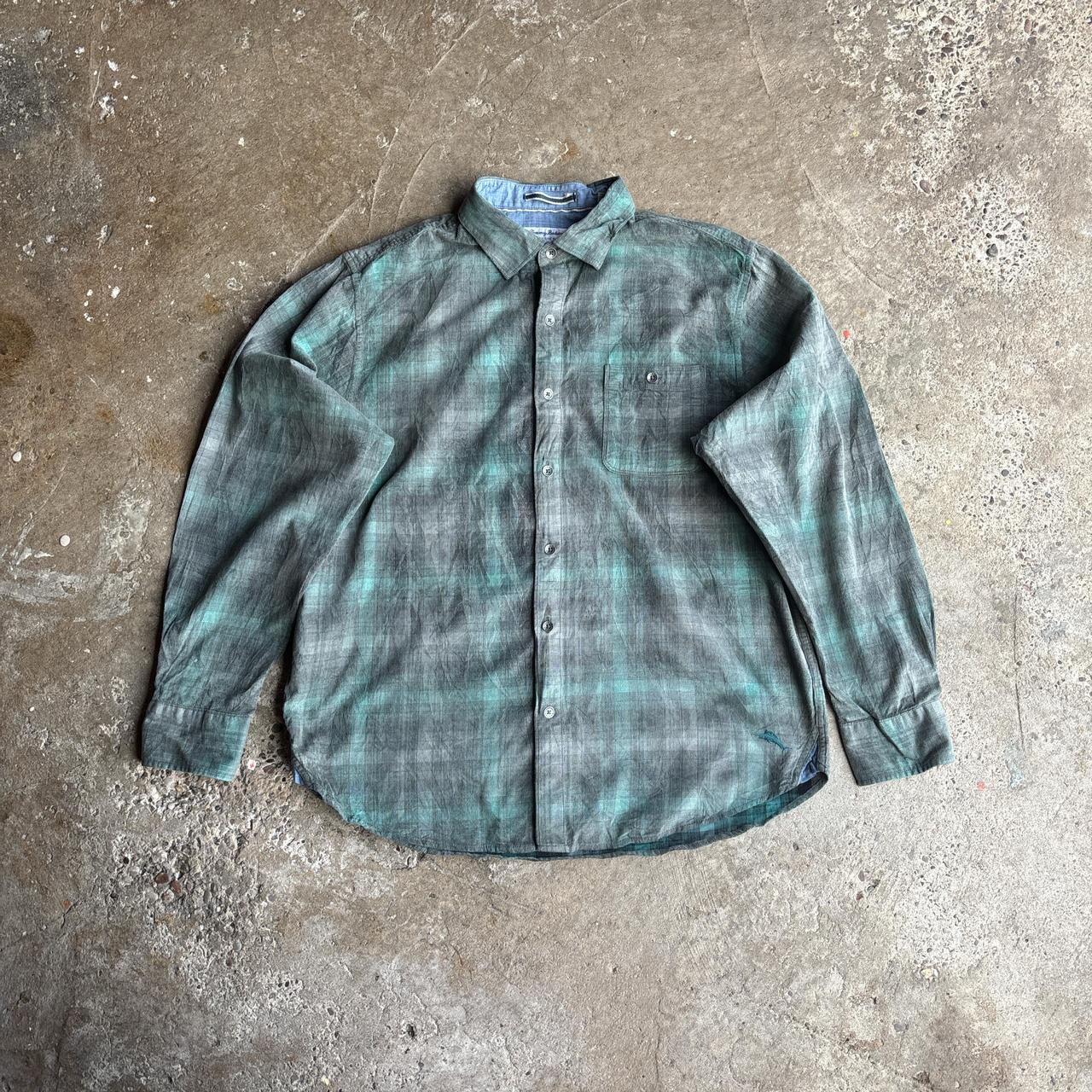Green & Grey Plaid Tommy Bahama Corduroy Shirt - L