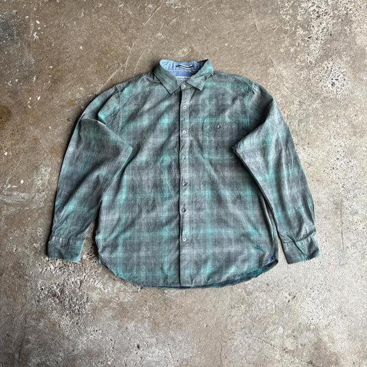 Green & Grey Plaid Tommy Bahama Corduroy Shirt - L