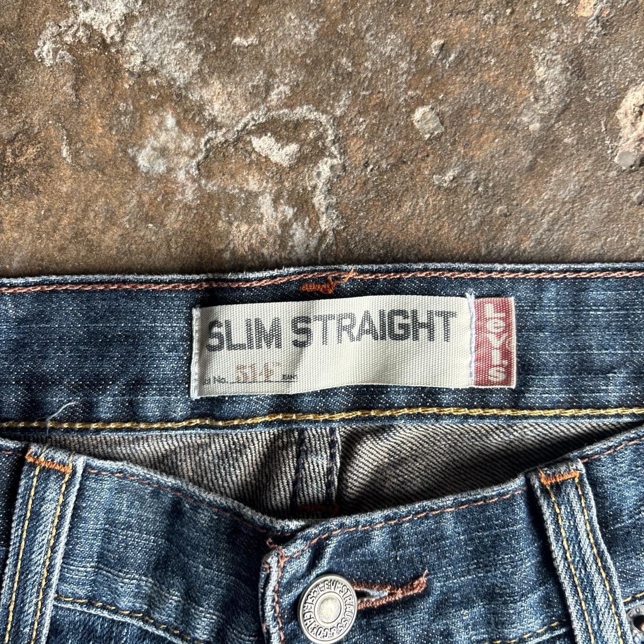 Textured Blue Denim ‘Slim Straight’ Levi’s Jeans