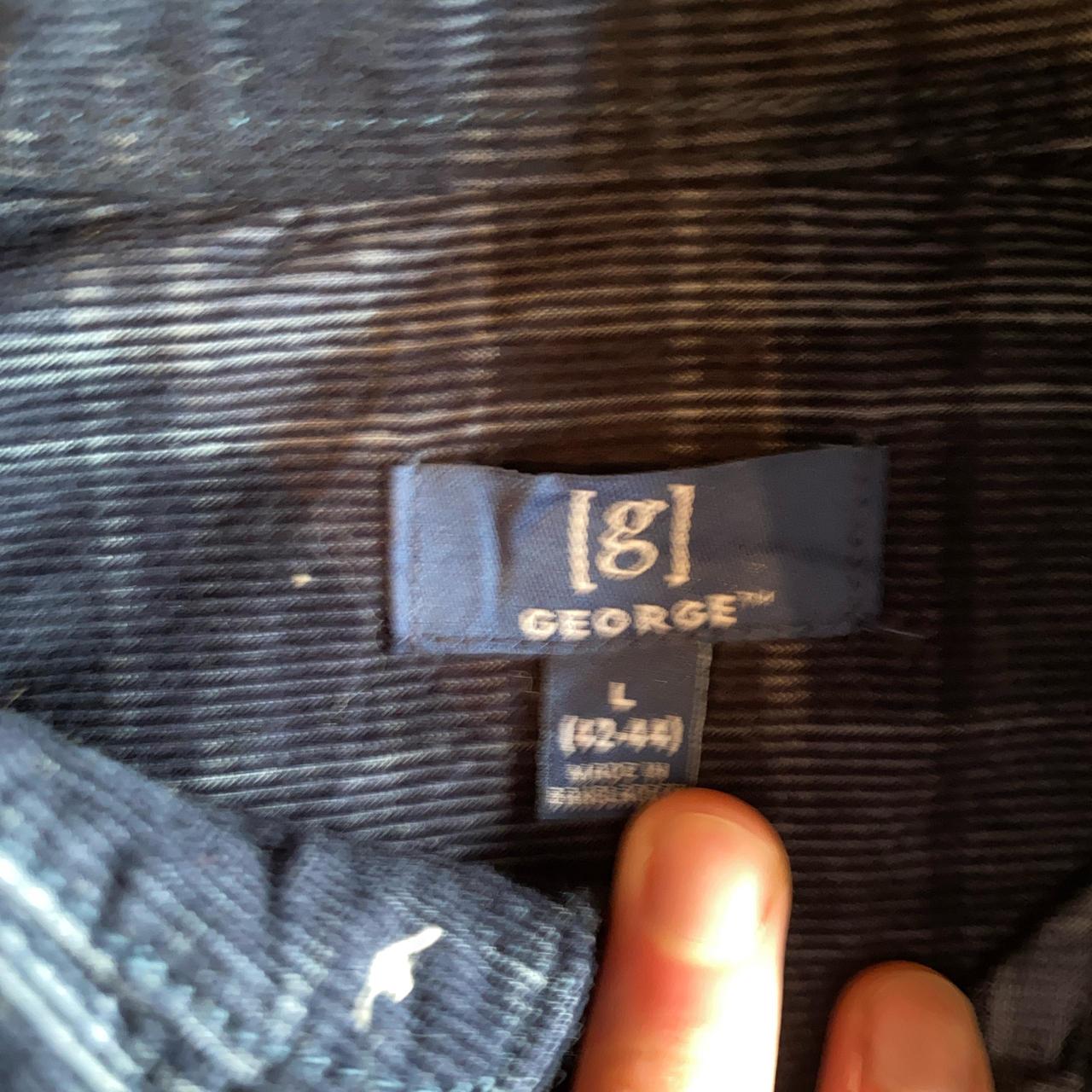 Navy Plaid Corduroy Long Sleeve Shirt - L