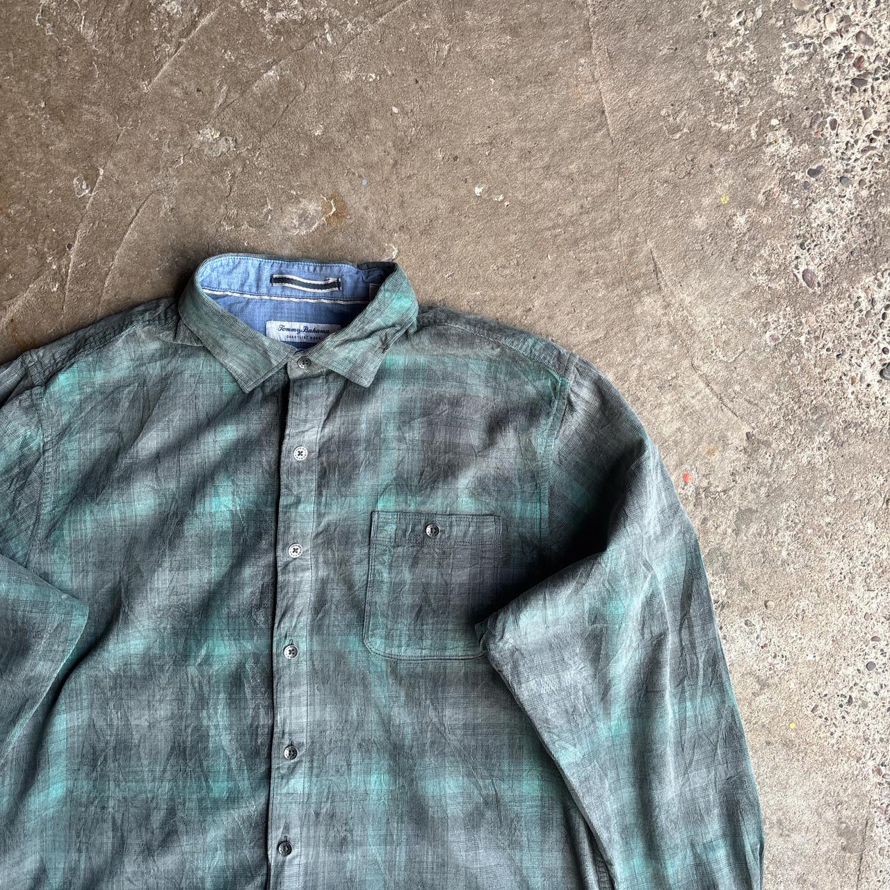 Green & Grey Plaid Tommy Bahama Corduroy Shirt - L