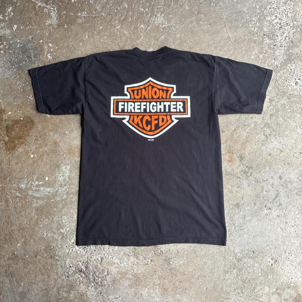 Black Graphic Firefighter T-Shirt - XL