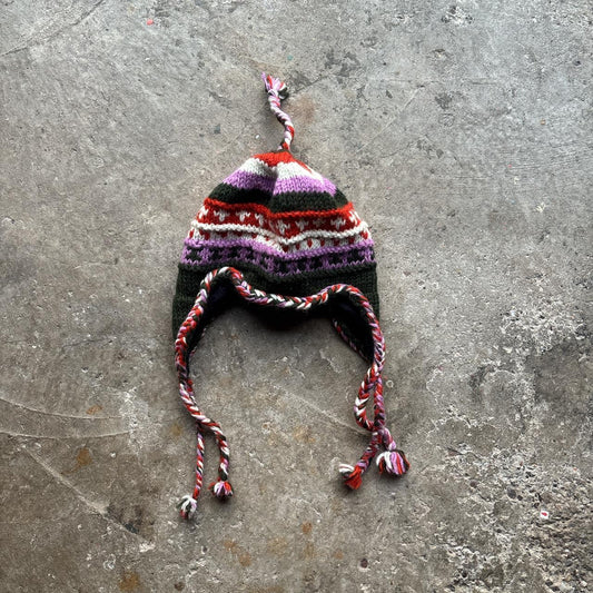 Nepalese handmade wool fleece lined hat