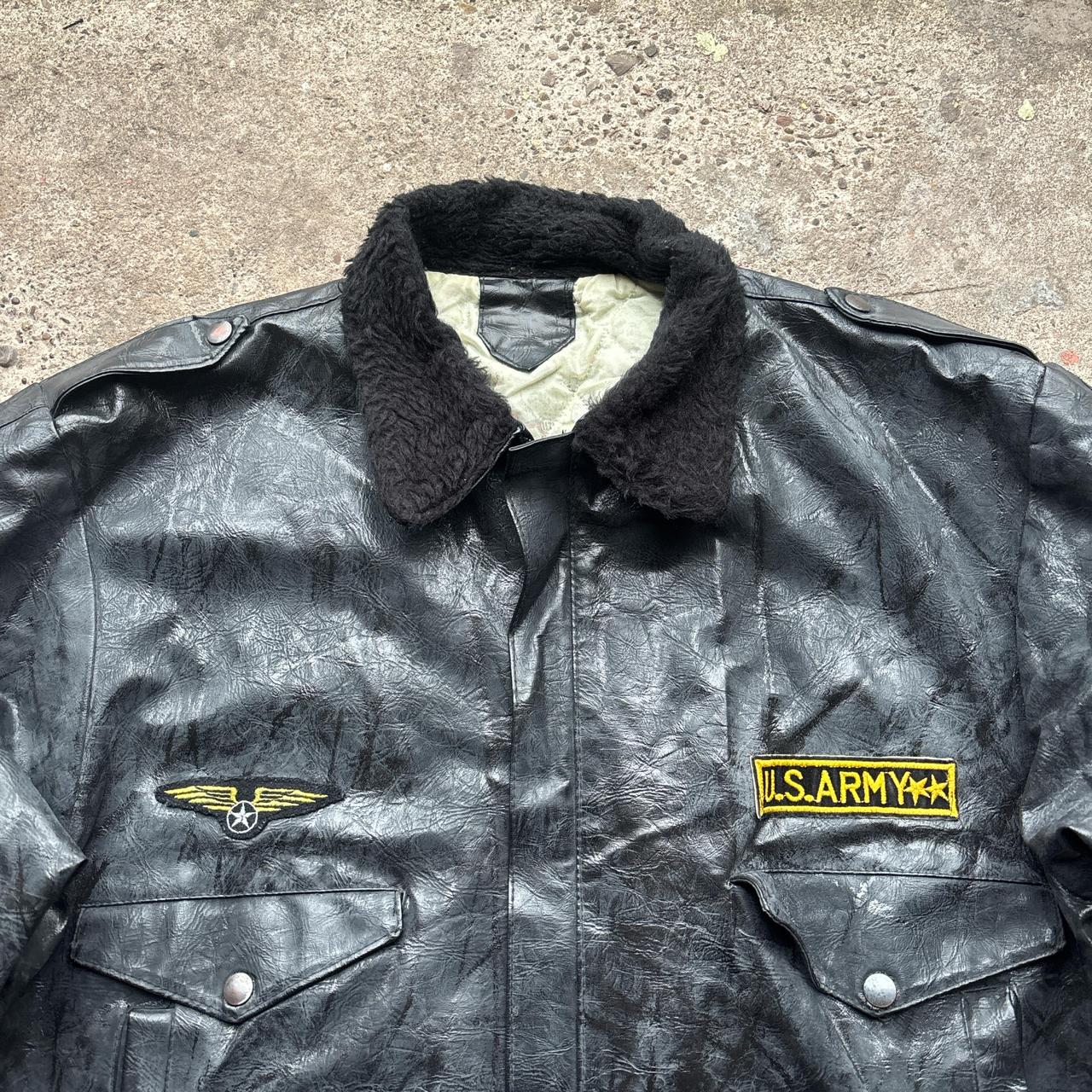 Vintage Black leather US Army bomber jacket
