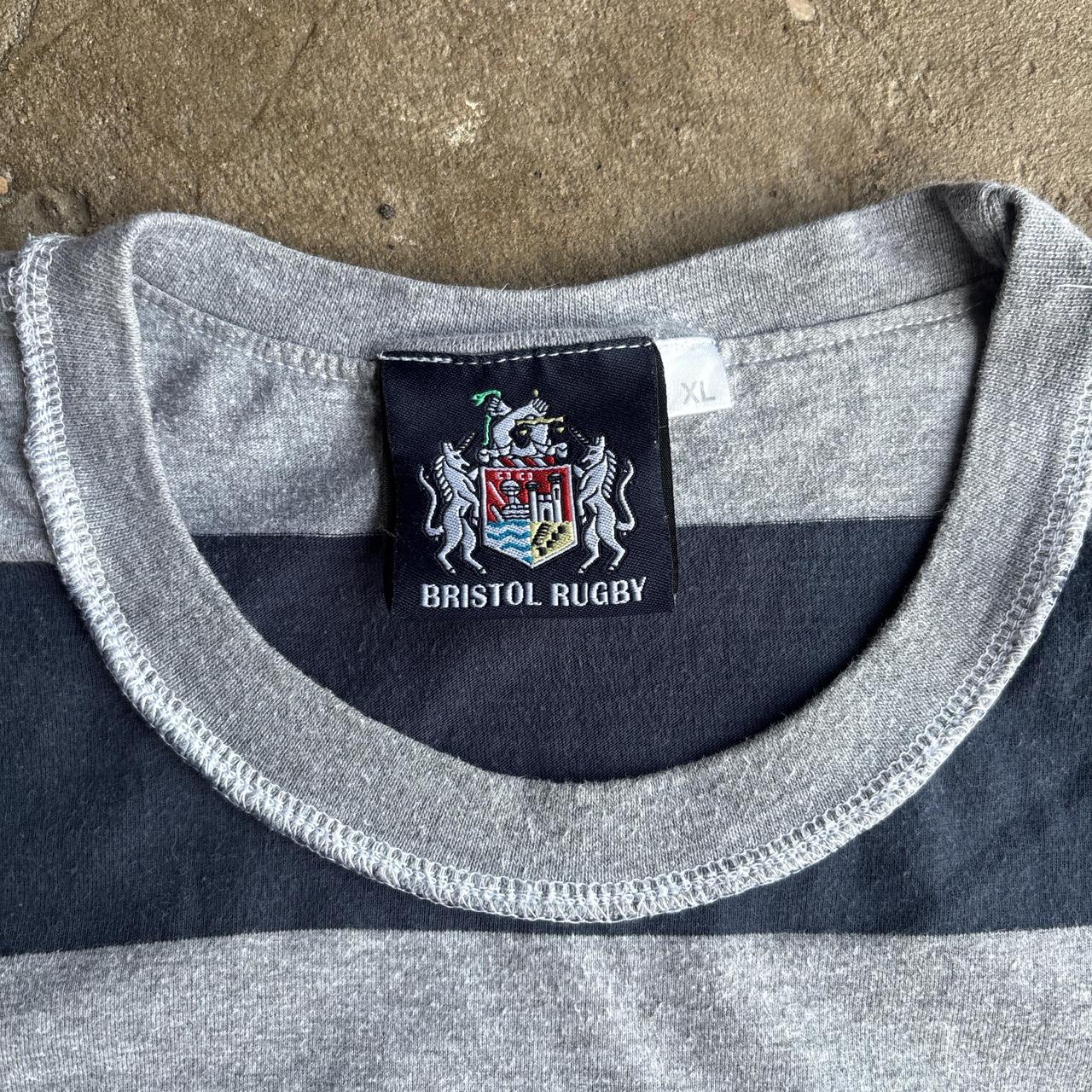 Navy & Grey Striped Bristol Rugby T-Shirt