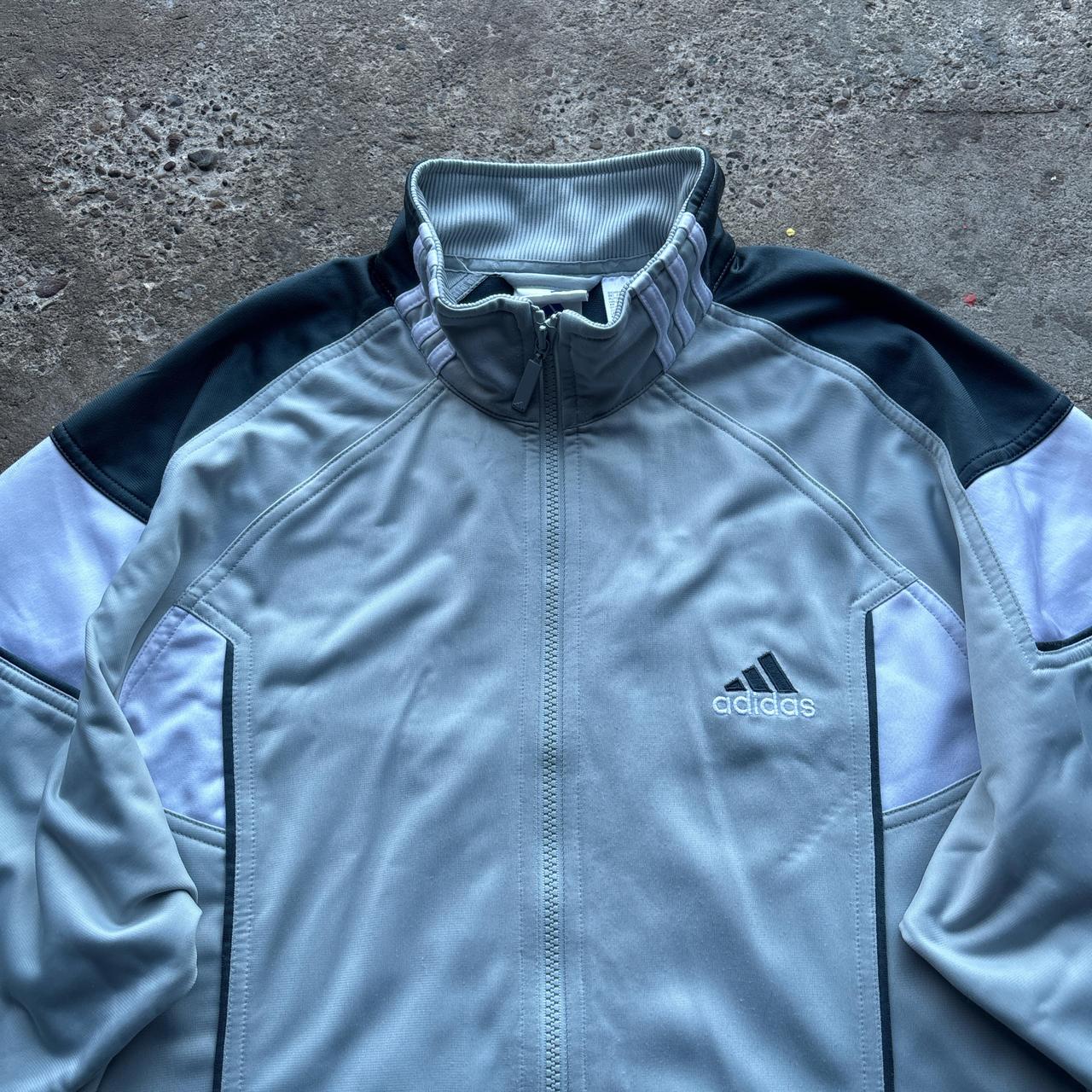 90s Grey Adidas Track jacket - M