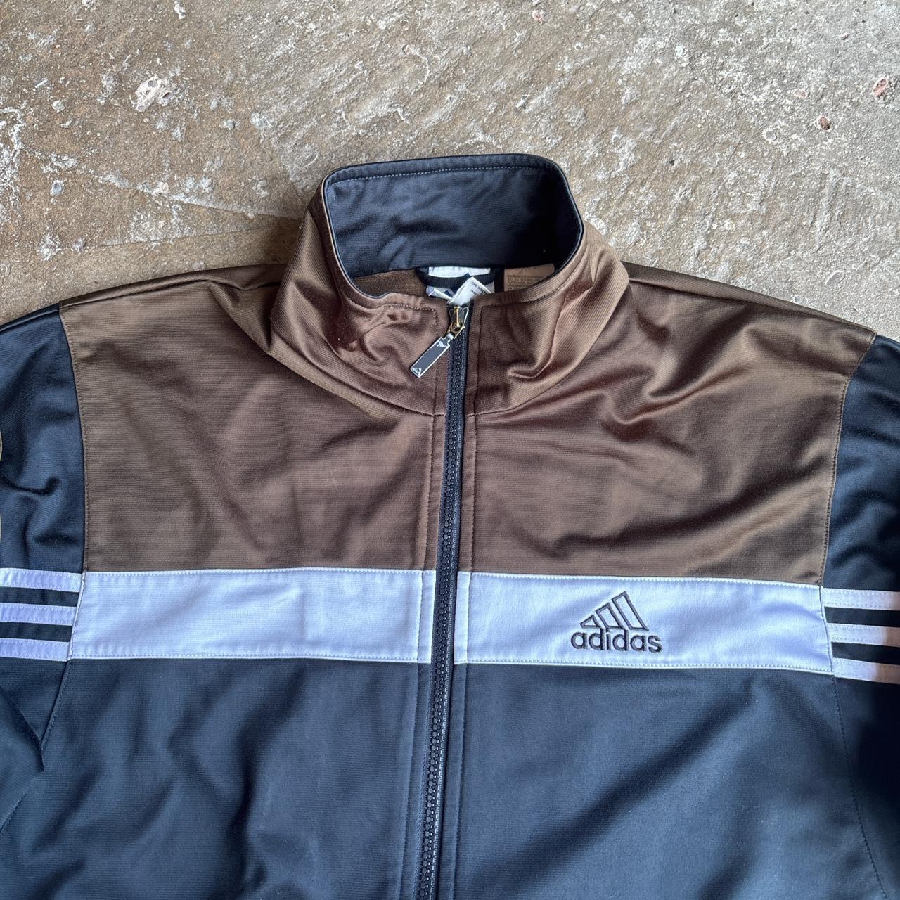 90s Adidas Track Jacket in brown, navy and white