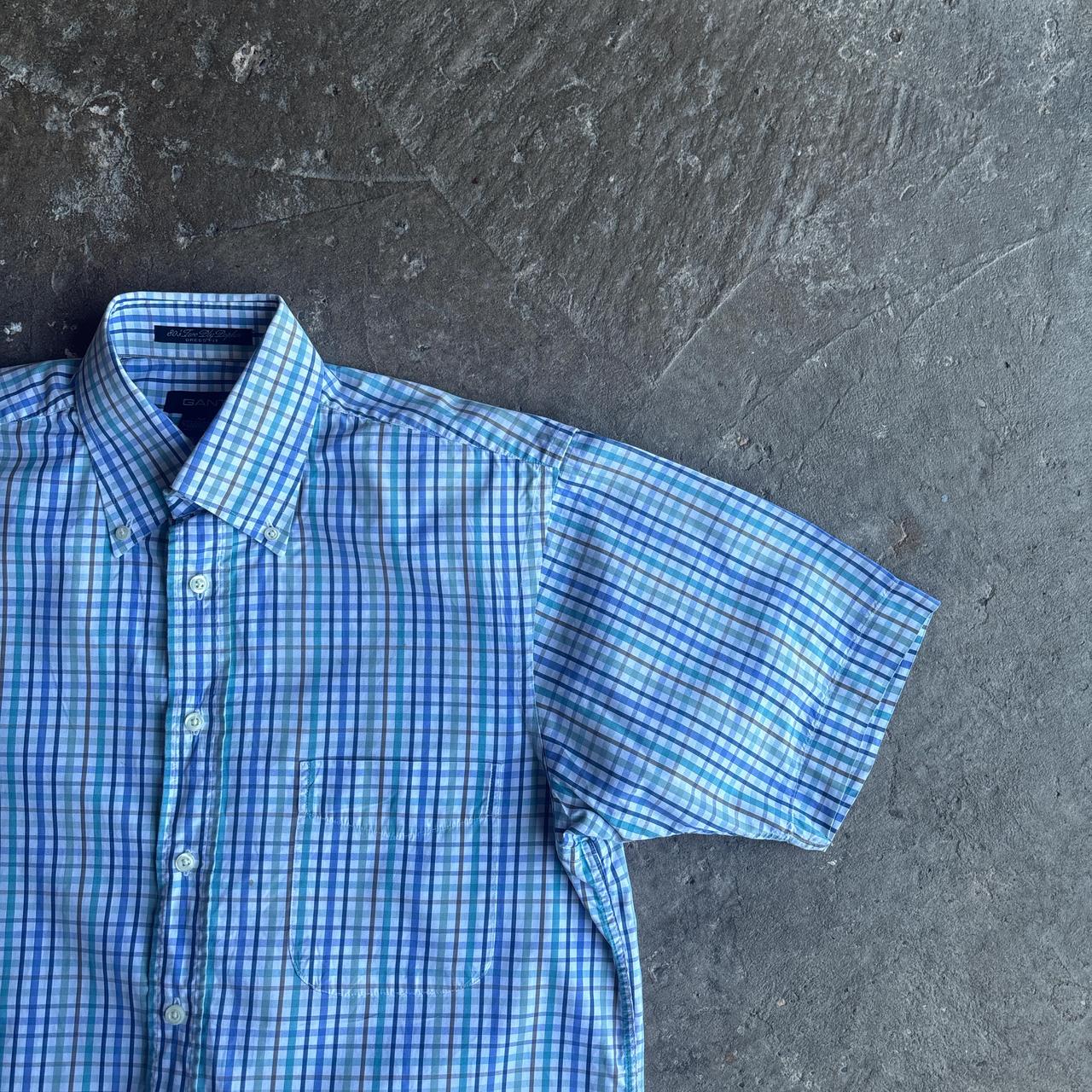 White & Blue Checkered GANT Short Sleeve Shirt