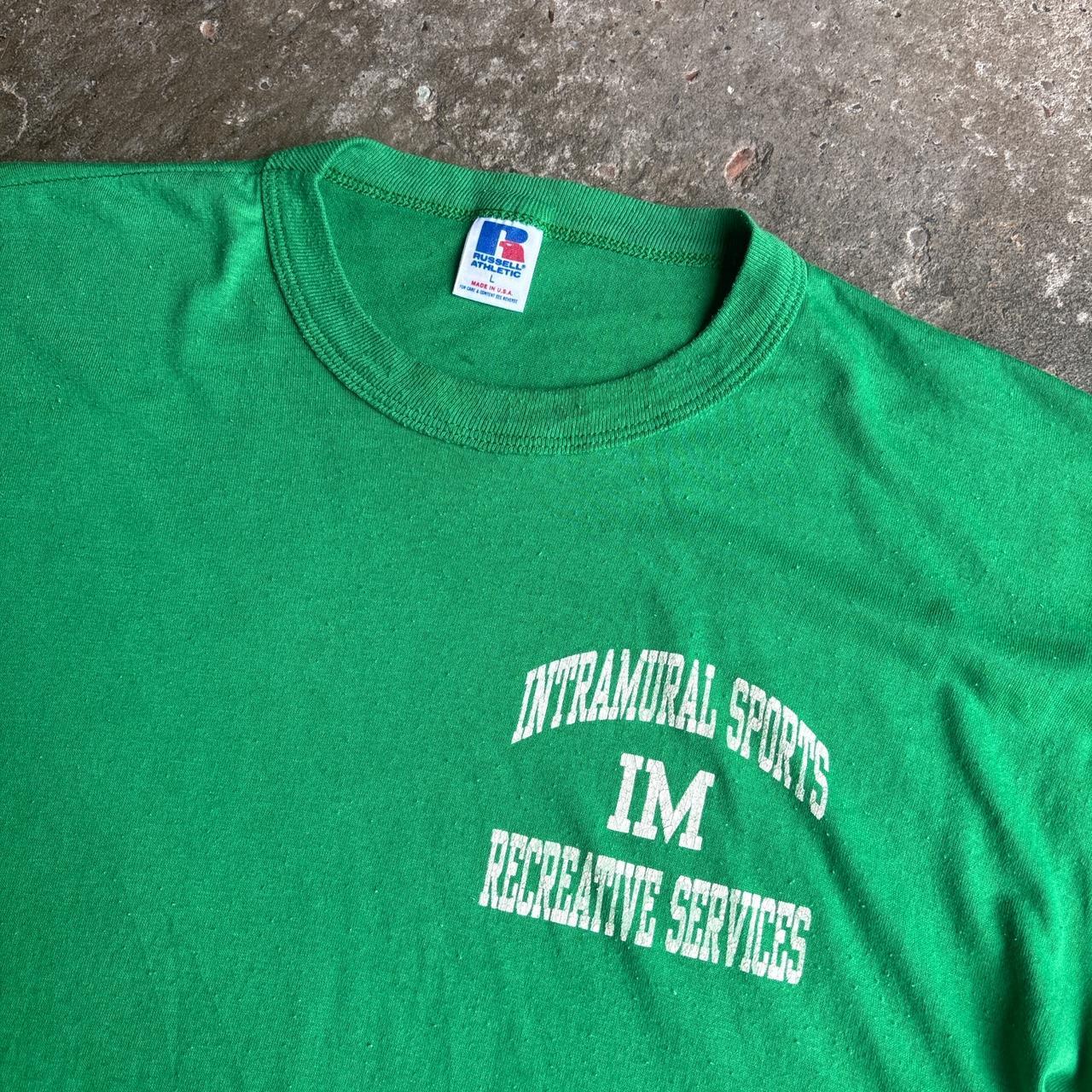 90s Russell Athletic Green ‘Intramural Sports’ single stitch tee