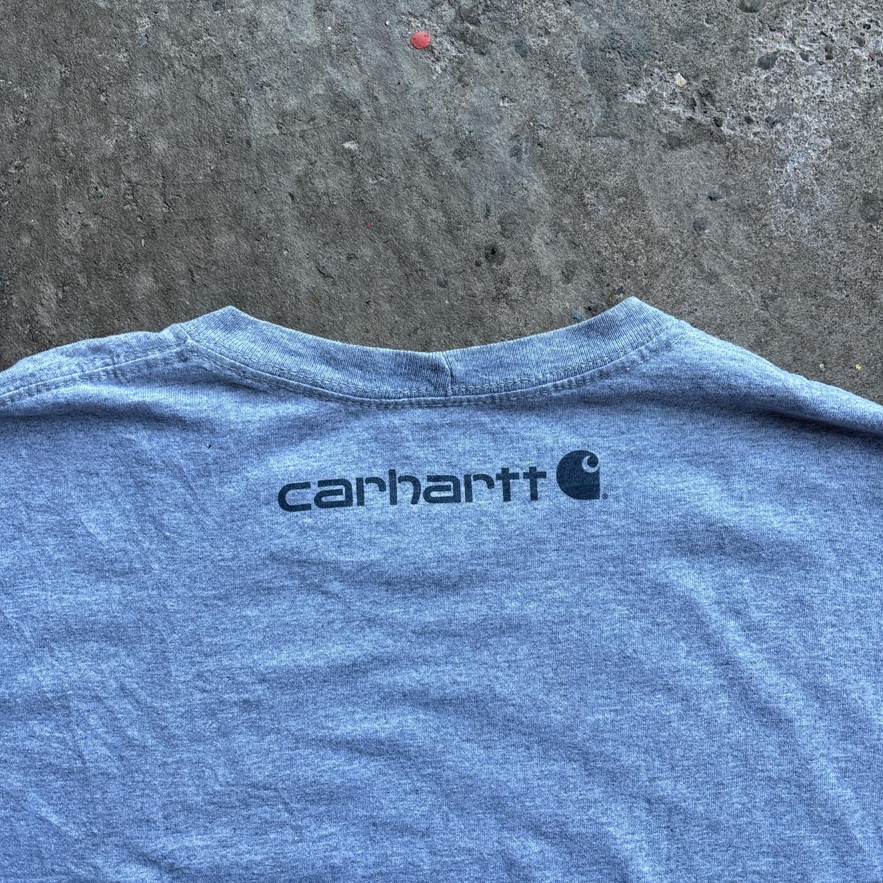 Grey Carhartt Long-Sleeve T-Shirt with Arm Brand Print