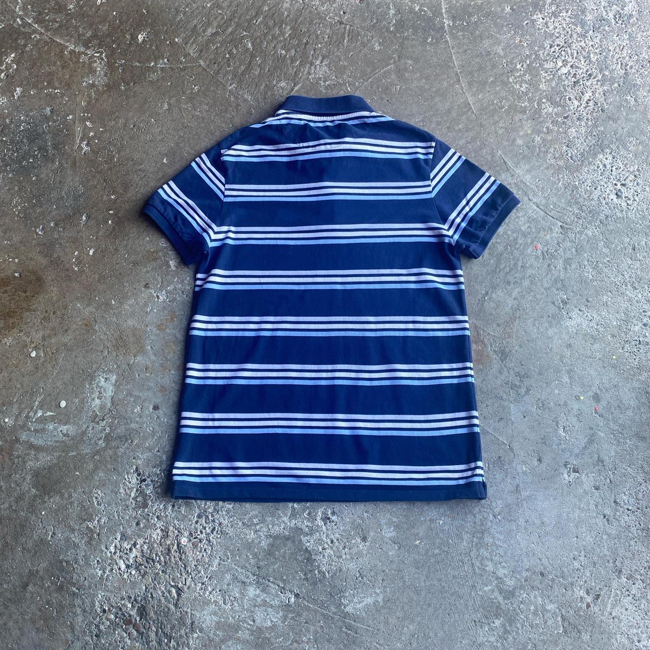 Navy Striped Lyle & Scott Polo Shirt - L