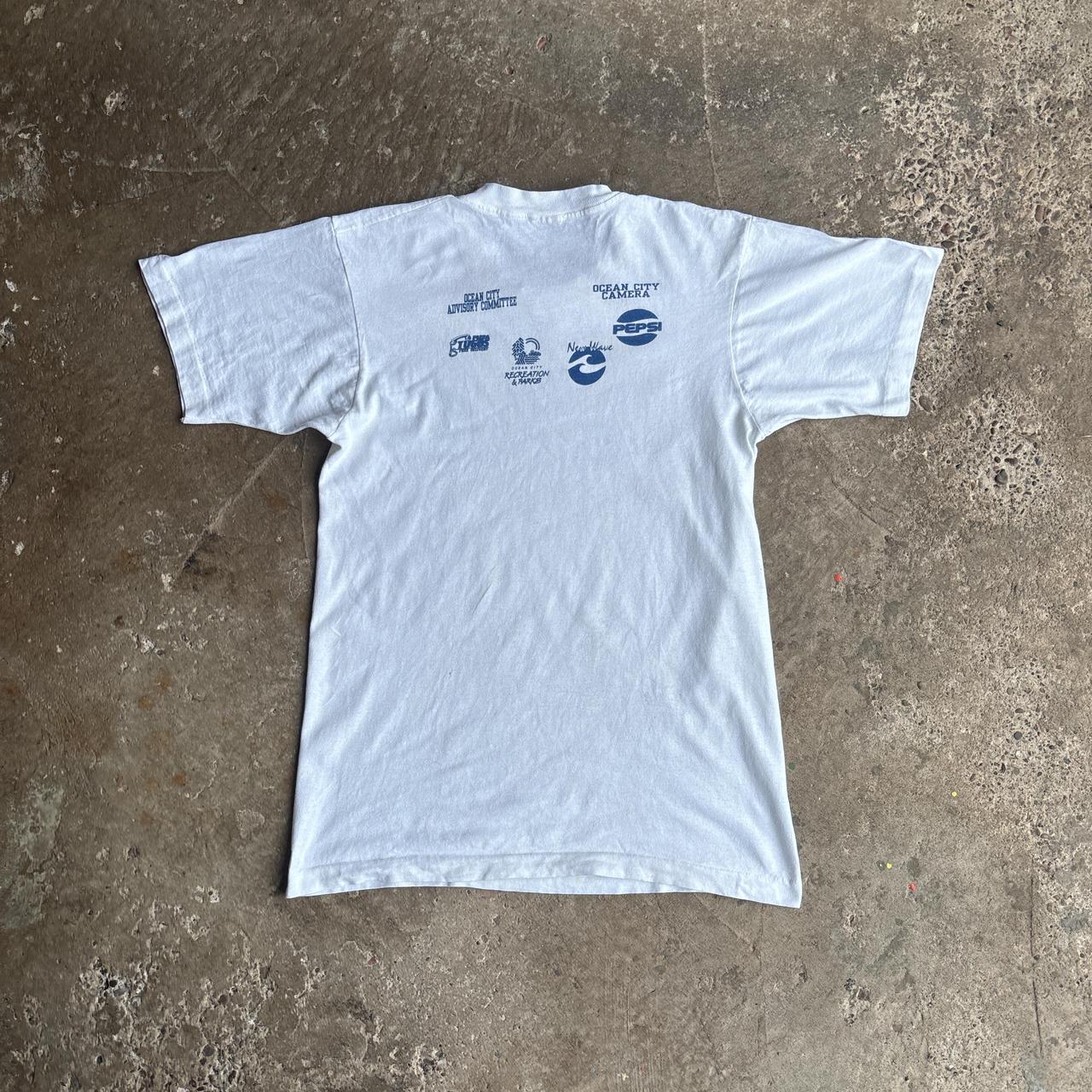 White Single Stitch Graphic Football T-Shirt - M