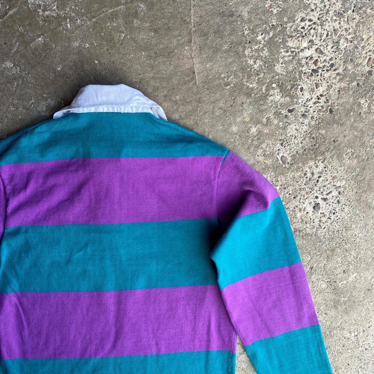 Purple & Green Striped GANT Rugby Shirt - M