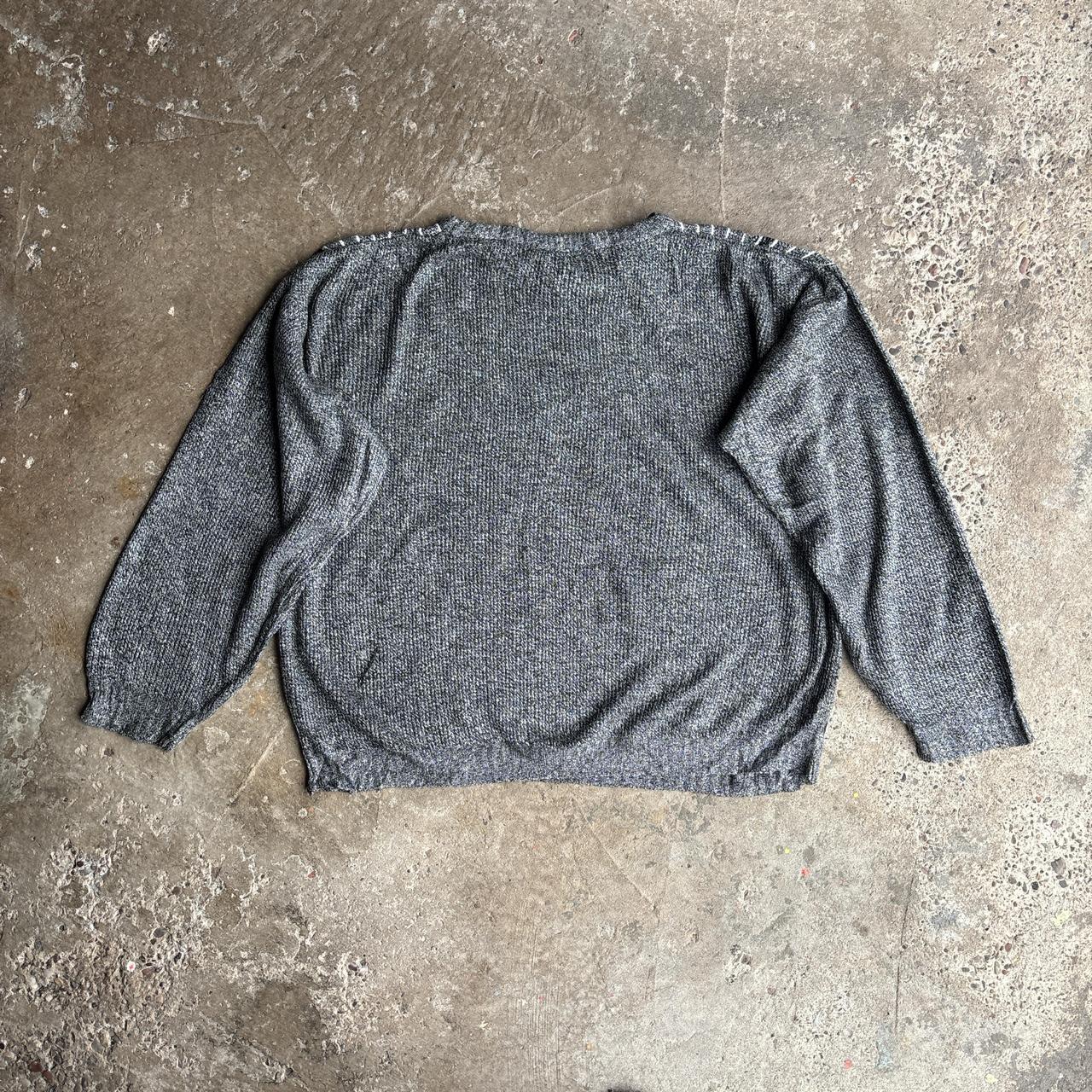 Grey Patterned Knitted Jumper - XL
