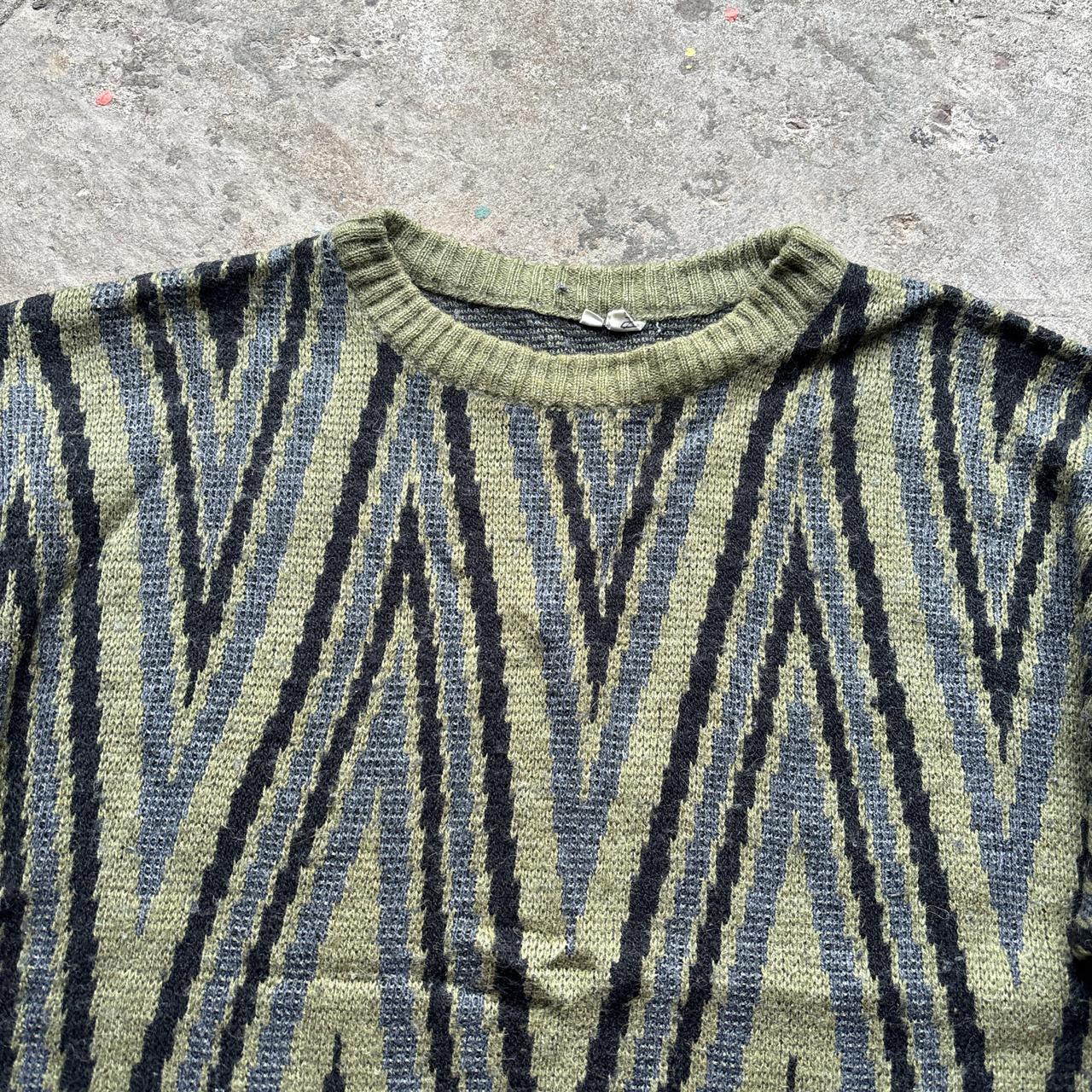Khaki, blue and black knitted jumper