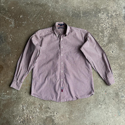 Red Tommy Hilfiger Checkered Oxford Shirt - M